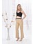 Kadın Pantolon Beli Lastikli Geniş Paça Pantolon Camel - E044 1