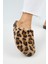 Leda Kadın Peluş Düz Taba Leopar Terlik 4