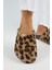 Leda Kadın Peluş Düz Taba Leopar Terlik 5