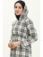 Ekose Desenli Kapüşonlu Tunik Takım 8001-01 Siyah Beyaz 3