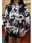 Batik Desenli Chanel Saten Gömlek -Siyah 4