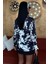 Batik Desenli Chanel Saten Gömlek -Siyah 5