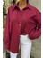 Klasik Oversize Poplin Gömlek -Bordo 3