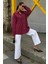 Klasik Oversize Poplin Gömlek -Bordo 4