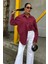 Klasik Oversize Poplin Gömlek -Bordo 5