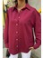 Klasik Oversize Poplin Gömlek -Bordo 8