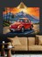 Kırmızı Klasik Araba Dağ Yolu Manzarası Dekoratif Kanvas - Mdf Ahşap Tablo 2