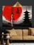 Kırmızı Japon Güneşi ve Pagoda Silueti Dekoratif Kanvas - Mdf Ahşap Tablo 3