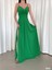 Esnek Kumaş Ip Askılı Yırtmaç Detaylı Uzun Abiye ve Mezuniyet Elbisesi Yeşil 582189 2