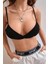 Kadın Siyah Kapsız Sırtı Açık Crop Top Bluz 3