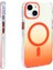Apple iPhone 14 Kılıf M-Safe Şarj Özellikli Transparan Renk Geçişli Zore Toros Kapak Turuncu 2