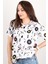 Kadın Baskılı Bisiklet Yaka Oversize T-Shirt 2