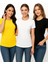 Kadın 3'lü Paket Siyah-Beyaz-Sarı %100 Organik Pamuk Normal Kesim Tişört Bisiklet Yaka T-Shirt 5