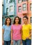 Kadın 3'lü Paket Sarı-Pembe-Mavi %100 Organik Pamuk Normal Kesim Tişört Bisiklet Yaka T-Shirt 2