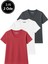 Kadın 3'lü Paket Antrasit-Beyaz-Pembe Oversize Tişört %100 Pamuk V Yaka T-Shirt 1