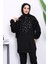 Siyah Çiçek Desenli Fermuarlı Tunik 1