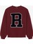 R Nakışlı Oversize Sweatshirt Bordo 1