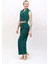 Crop Yelek & Düğmeli Bol Paça Pantolon Takım-Zümrüt 3