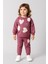 Kız Çocuk 3 Iplik Şardonlu Kalpli Sweatshirt ve Eşofman Alt Takımı 10710 3