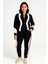 Kadın Premium Parçalı Eşofman Takım - Dik Yaka Fermuarlı Sweatshirt - Siyah 3