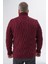 Büyük Beden Erkek Bordo Balıkçı Saç Örgülü Yün Kazak TRIST-2119 3