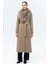 Çıkabilir Kürklü Belden Bağlamalı Uzun Kaşmir Kaban K. Kamel 3133-TK 3