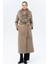 Çıkabilir Kürklü Belden Bağlamalı Uzun Kaşmir Kaban K. Kamel 3133-TK 4
