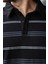 Siyah Çizgili Polo Yaka Erkek Sweatshirt E7172 3