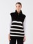 Yeni Sezon Dik Yaka Çizgili Oversize Kadın Triko Süveter 2