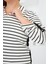 Kadın Çizgili Gömlek Yaka Detaylı Beyaz Büyük Beden Sweatshirt 3