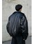 Oversize Vintage Erkek Siyah Deri Ceket 3
