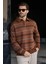 Kahverengi Çizgili Polo Yaka Erkek Sweatshirt E7172 2