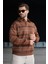 Kahverengi Çizgili Polo Yaka Erkek Sweatshirt E7172 4