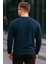 Erkek Bisiklet Yaka Nakışlı Bol Lacivert Sweatshirt 5