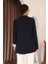 Çizgili Astar Detaylı Oversize Lacivert Blazer Ceket 3