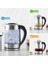 Şık Cam Inox Bitki Çayı ve Su Isıtıcı Kettle, Led, Yüksek Borosilikat Gövde 1