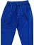 Parlak Kadife Cepli Pantolon Eşofman Pijama Altı Unisex Lastikli Paça Mavi 2