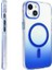 Apple iPhone 14 Kılıf M-Safe Şarj Özellikli Transparan Renk Geçişli Zore Toros Kapak Mavi 2