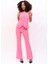 Klasik Yelek & Ispanyol Paça Pantolon Takım-Pembe 5