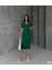 Kruvaze Yaka Kısa Kol Kalem Elbise Zümrüt 582868 2