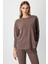 Omzu Düğme Detaylı Bluz Kahve 61394 1