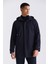Lacivert Comfort Fit Kapüşonlu Gizli Fermuarlı Klasik Model Mont 5