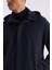 Lacivert Comfort Fit Kapüşonlu Gizli Fermuarlı Klasik Model Mont 7