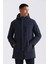 Lacivert Comfort Fit Kapüşonlu Gizli Fermuarlı Kışlık Mont 5