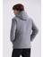 Grı Comfort Fit Kapüşonlu Yünlü Mont 8