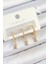 Pirinç Zirkon Taşlı Sallantılı Yıldız Model Gold Renk 3 Lü Çift Kadın Küpe Set 1