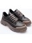 Kadın Deri Sneaker Bağcıklı Spor Ayakkabı Siyah Mareo 2