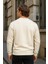 Erkek Desenli Kışlık Salaş Rahat Krem Sweatshirt 5