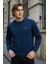 Erkek Desenli Kışlık Salaş Rahat Lacivert Sweatshirt 1