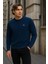 Erkek Desenli Kışlık Salaş Rahat Lacivert Sweatshirt 3